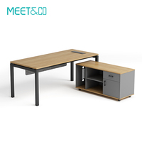 Scrivania Direzionale a L in Legno di Lusso Moderno, Design Classico, Arredamento per Ufficio Commerciale, Facile Montaggio Modulare