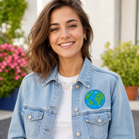 Parche de Tela Redondo Personalizado AWELLS con Mapa del Mundo, para Mochilas, Chaquetas, Gorras y Accesorios de Viaje