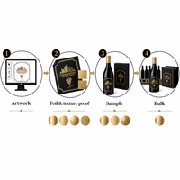 Bouteille de whisky personnalisée avec étiquette en cristal doré, finition métallique, transfert UV DTF, décalcomanie en relief
