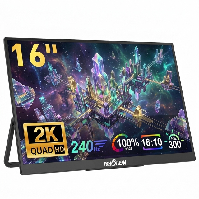 Lightweight 16 Inch Portable IPS Display 2560X1600 240Hz FreeSync 1000:1 Contrast Ratio for Home and Office Use