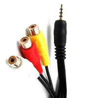 Câble adaptateur audio-vidéo 3,5 mm 4 pôles mâle vers 3 RCA femelle pour voiture et haut-parleur avec gaine en PVC, convertisseur de cordon stéréo