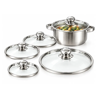 Ensemble de casseroles et poêles en acier inoxydable 10 pièces pour la cuisine, avec couvercle en verre, pour restaurant et usage domestique