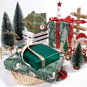 Alta calidad al por mayor 80g 43*300cm papel de embalaje verde de Navidad papel de regalo - Product Image 1