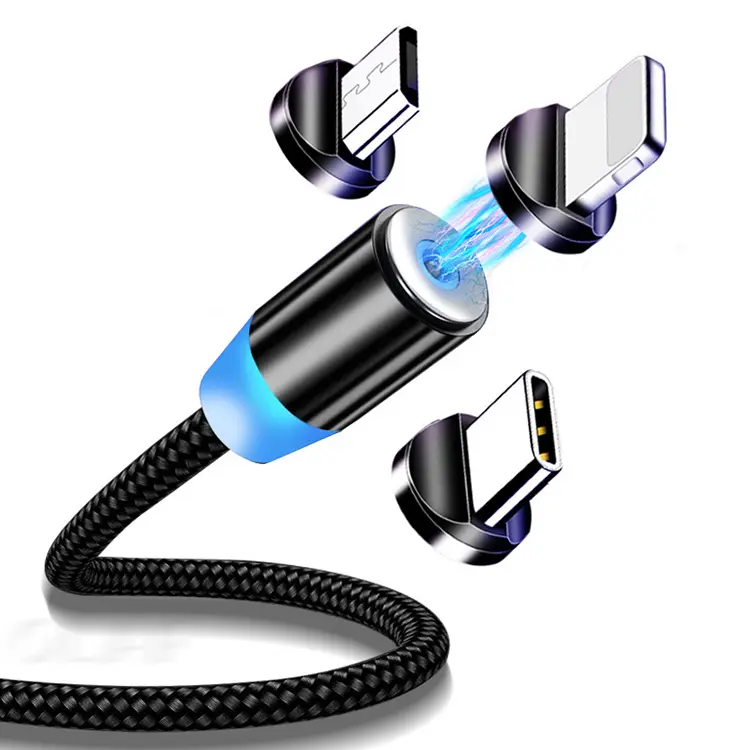 Miễn Phí Mẫu 1 M Bện USB Magnetic Cable 3 Trong 1 Magnetic Sạc Cable Đối Với iPhone Micro USB Loại C