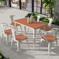 Ensemble table et chaises en métal de style industriel pour restaurants de thé au lait, cafés, bars en plein air - Mobilier de salle à manger décontractée en plein air