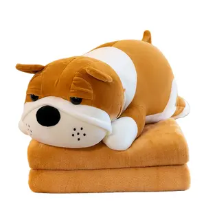 AIFEI TOY New Cartoon Dog Air Conditioning Blanket 2-in-1 Sofa Pillow Children's Nap Blanket Gift Wholesale