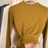 2025 nouvelle mode coréenne respirant Style décontracté col rond T-Shirt pour femmes automne hiver manteau coupe ajustée tricoté soie Polyester