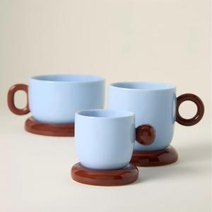 Phong cách tối giản màu sắc mới sắp xếp thứ tự sứ tách trà mới lạ Bộ cá nhân pha cà phê Espresso chén gốm với chiếc đĩa - Product Image 4