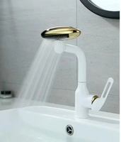 Mélangeur de lavabo chromé à poignée unique Delux 4 fonctions Cartouche en céramique montée sur le pont