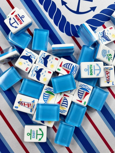Coastal <b>Mahjong</b> Tiles Nautical Theme <b>Mahjong</b> <b>Set</b> White Blue Game Pieces for Travel Party Family Play - Product Image 4