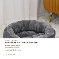 Lit-canapé rond et moelleux en tissu pour chat et chien avec rebord surélevé pour le sommeil en intérieur, pour petits animaux, utilisation à la maison, dans la cage ou en voiture
