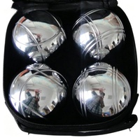 Ensemble de 4 boules de pétanque avec sac de transport et accessoires complets pour jeu en plein air sur pelouse ou cour