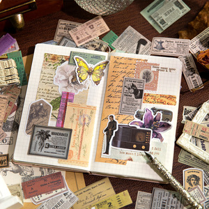 100 unids/pack Material pegatinas Time Story Series Retro diario mano <span class=keywords><strong>cuenta</strong></span> Collage decoración materiales en 6 opciones - Product Image 4