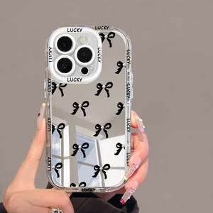Custodia per cellulare antiurto con specchio e fiocco a diamante semplice per <span class=keywords><strong>iPhone</strong></span> <span class=keywords><strong>12</strong></span> 15 17 18 Pro Max, Cover posteriore da donna - Product Image 2