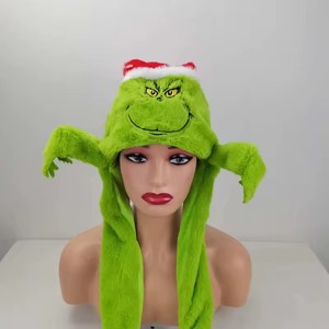 Chapeau de Noël LED 2025 lumineux pas cher, motif renne et Père Noël, en peluche douce avec oreilles mobiles à air comprimé, chapeau de dessin animé mignon - Product Image 2