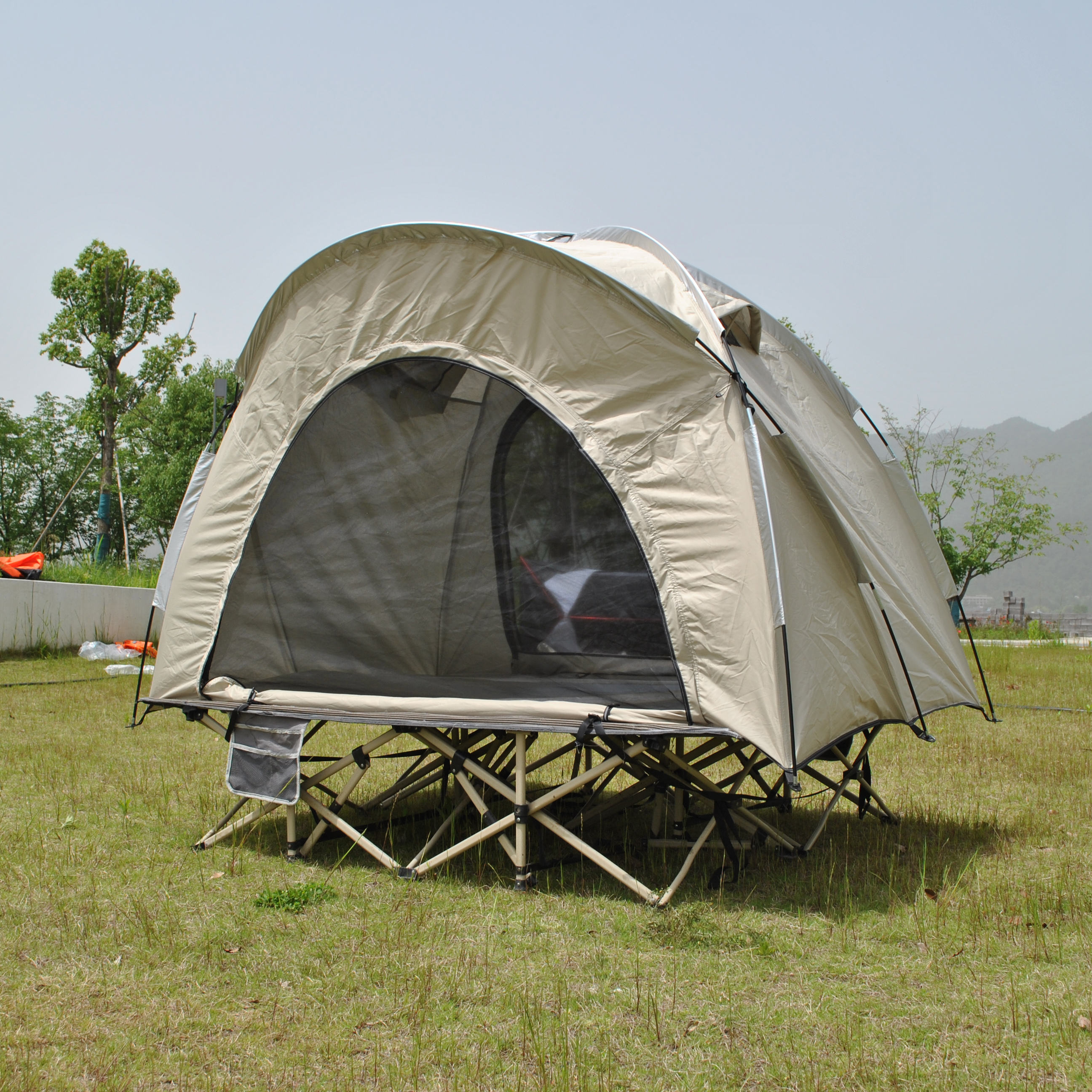 4-in-1 Double Layers Elevated Camping Cot Tent Foldable Outdoor