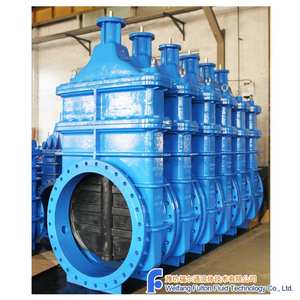 Высококачественный уплотненный клиновой затвор с фланцем ISO, готовый к установке электропривода, DN1000, PN10, сертифицирован F4 GSK - Product Image 1