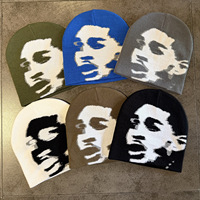 Gorros de Moda con Estampado Facial, Estilo Hip Hop Y2K, Gorro Urbano para Hombre y Mujer, Logotipo Jacquard Personalizado, Gorro de Calavera Unisex de Acrílico, Gorro de Punto