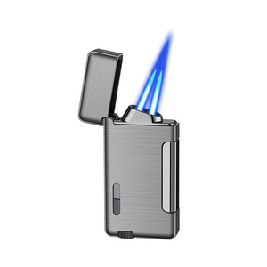 Encendedor Creativo <span class=keywords><strong>de</strong></span> Doble Llama, Resistente al Viento, Llama Azul, Recargable con Butano, Diseño Moderno, Popular en <span class=keywords><strong>TikTok</strong></span>, Gran Venta - Product Image 1