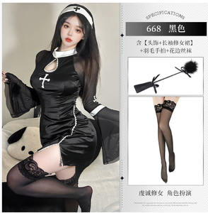 Venta caliente Sexy Nun Disfraces para mujeres Nueva Navidad Halloween Fantasía y Cosplay Vestido Traje de lujo - Product Image 5