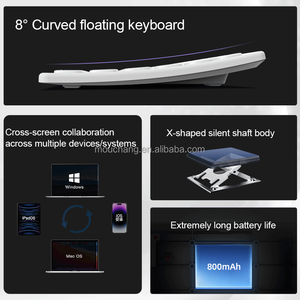Clavier sans fil ergonomique incurvé ultra-fin, clavier sans fil silencieux ergonomique avec 5 connexions multimédias pour ordinateur, mobile, tablette - Product Image 6