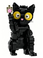 Kit de Construcción de Gato Adorable y Esponjoso, Juguetes Educativos para Niños, Manualidades, Regalo Coleccionable, Decoración, Modelo, Adorno