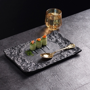 จานอาหารค่ำเซรามิกสีดำทรงกลมถาดเสิร์ฟอาหารร้านอาหารถาดเสิร์ฟสลัดเค้กซาชิมิเค้กของหวาน - Product Image 5