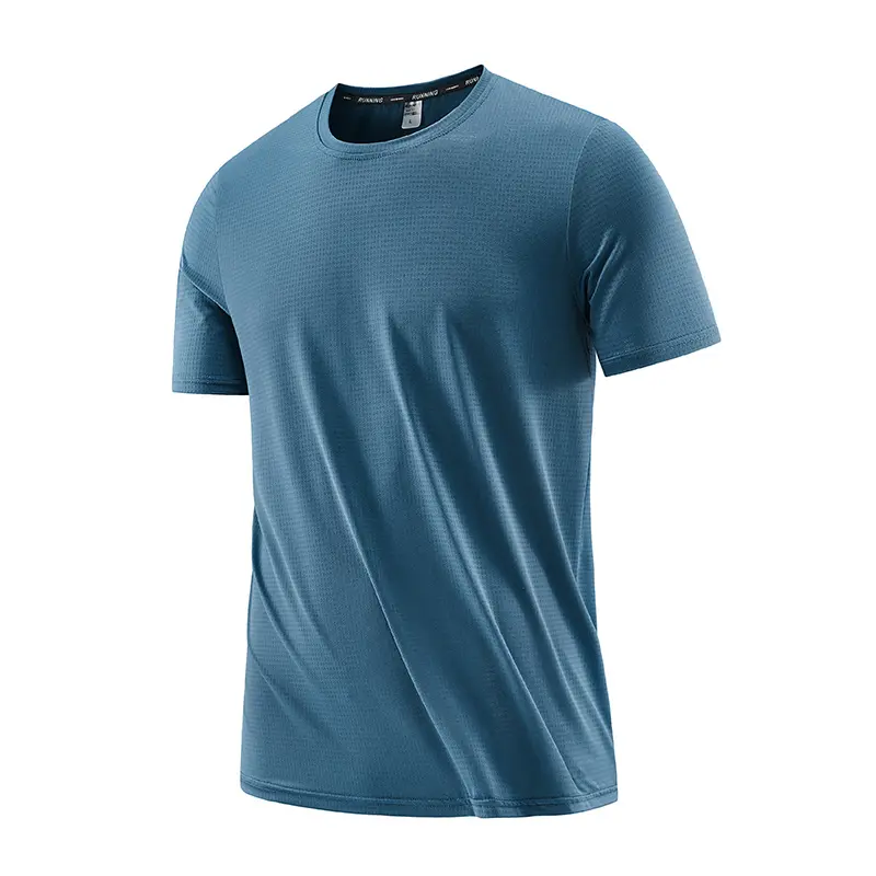 T-shirt à col rond pour homme, en tissu Spandex, vêtement de Sport, adapté pour l'entraînement, vente en gros