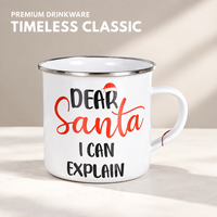 Mug à café en émail pour les fêtes de Noël, bord en acier inoxydable, sans BPA, résistant à la chaleur, cadeaux de fête, cadeaux du Père Noël secret, boîte cadeau