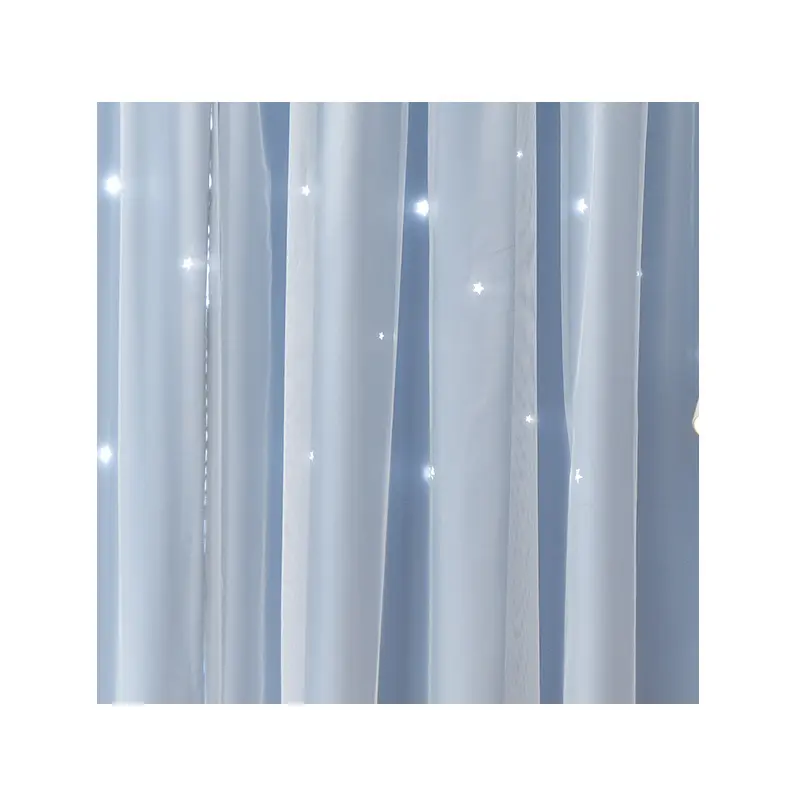 hot sell hollow out no punch high blackout curtain fabric wholesale solid color stars flash curtains