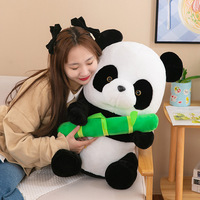 Peluche Panda en bambou doux et durable de 45 cm et 65 cm, fabriquée en usine, avec broderie personnalisée, en coton PP, jouet en peluche