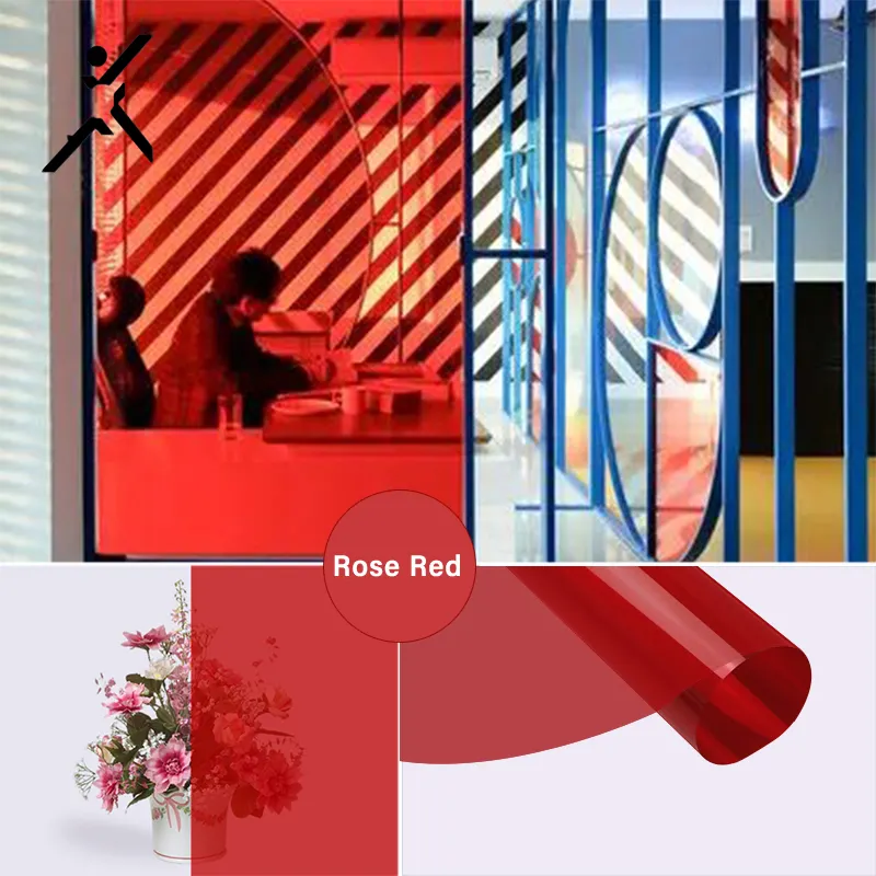 Rose Red Farbe Glas folie Fenster aufkleber Zwei-Wege-transparente Hausbau dekorative Folie Licht durchscheinende Folie