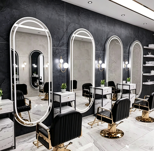 Modern Luxury <b>LED</b> <b>Light</b> Salon <b>Mirror</b> Hairdressing Equipment Furniture Set for Beauty & Barber Shops - Product Image 2