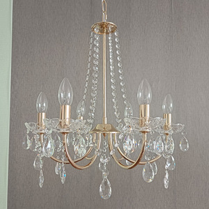 Fren Crystal Chandelier Gold 6 <b>Lights</b> LED Modern Minimalist Style for Living Room <b>Dining</b> Room Bedroom Kitchen Bathroom Study - Product Image 3