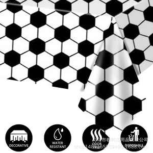 Football Themed <b>Tablecloth</b> <b>Black</b> And White 137x274 Cm Plastic Digital Printing Party Decoration Set For Football Gathering - Product Image 3