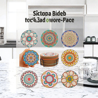 Puluole – Lot de 8 sous-verres en bambou lavables, mignons et bohèmes, pour table basse, décoration d'appartement et maison, pour femmes