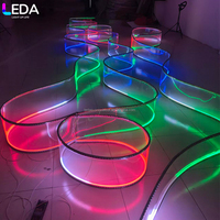 Lumière suspendue LEDA en spirale colorée dégradée, ruban néon RGB, luminaire de plafond pour mariage, décoration d'allée de mariage