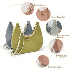 Bolsa de Viaje para Mujer, con Cierre de Cremallera, Diseño de Caramelos, Decoración de Cadenas, Correa Única, Material de Silicona Impermeable, para Uso Diario al Aire Libre - Product Image 4