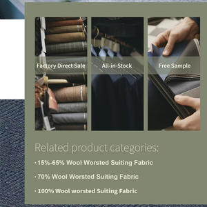 ชุดสูทผ้าขนสัตว์30% W 70% P ผ้าขนแกะสไตล์เมอริโน/ผ้าโพลีเอสเตอร์สิ่งทอลายทแยงสำหรับผู้ชายเสื้อผ้า - Product Image 6