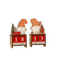 Ornement de table de Noël, décoration de bureau, bloc rustique avec affichage de la date, gnome, arbre de Noël, calendrier de compte à rebours de Noël en bois