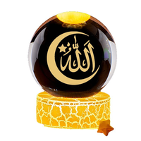 Décoration du Ramadan Boule de cristal 3D Lumière nocturne Mosquée Château Lune Ornement lumineux Décoration de fête musulmane Islam Ramadan Kareem Cadeau