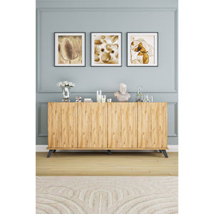 Modern 180cm Atlantic <b>Pine</b> 4-Door Console Table Bar Cabinet <b>TV</b> <b>Stand</b> for Living Room - Product Image 5