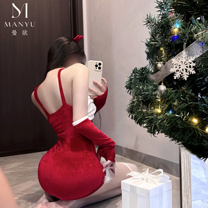Lencería de Tentación con Diseño de Conejita Navideña Manyu, sin Tirantes, Irregular, Roja, para Año Nuevo, Modelo 9577 - Product Image 3