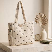 Sac fourre-tout en velours côtelé pour femme, couleur unie, fermeture éclair, sac à bandoulière grande capacité, mode automne/hiver/printemps, pour le shopping