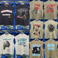 T-shirts Saint Louis sans manches de marque de créateur, de haute qualité, avec imprimé lettres colorées et effet délavé à l'acide, vente en gros