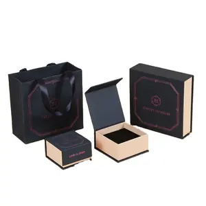 Caja de regalo de joyería personalizada, collar, pendientes, caja de libro magnética con tapa