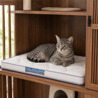 Coussin matelassé en silicone interactif pour cage de transport pour chat, motif pétales de fleurs, rafraîchissant, avec fenêtre latérale transparente, base antidérapante, pour usage intérieur