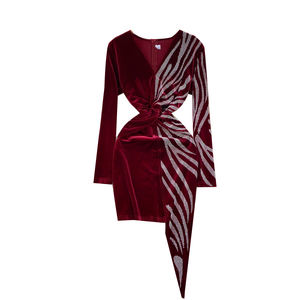 Autunno <span class=keywords><strong>elegante</strong></span> tunica <span class=keywords><strong>abito</strong></span> <span class=keywords><strong>Midi</strong></span> Casual per le donne impero Patchwork pizzo Vestidos bordeaux <span class=keywords><strong>nero</strong></span> - Product Image 5