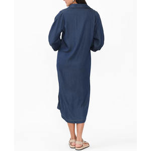 فساتين صيفية مريحة سادة مصبوغة 100% قطن بطول الركبة للنساء، مريحة وعملية للاستخدام اليومي - Product Image 4