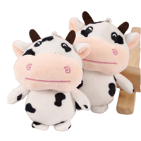 Porte-clés en peluche personnalisé de 10 cm, mignon, en forme de vache, en coton PP doux, micro-ondable, pour soulager le stress
